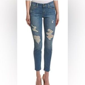 Joe’s Jeans Berdine Skinny Ankle Mid Rise Ripped Medium Wash Stretch Denim Sz 27